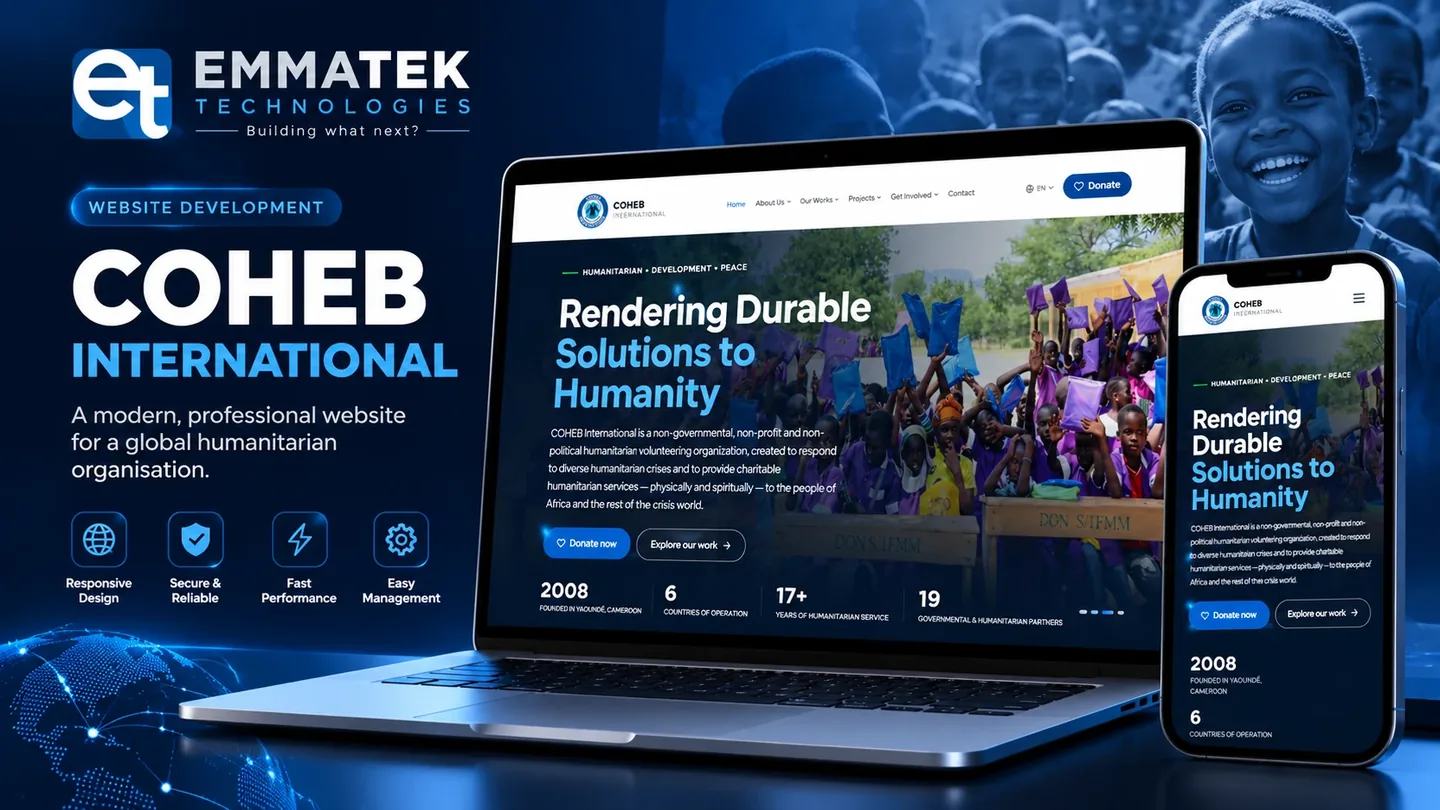 COHEB International website, built by EmmaTek Technologies