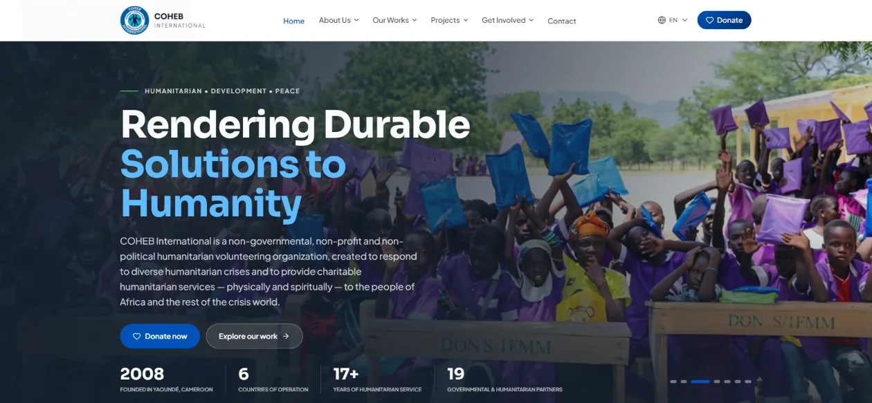 COHEB International Website screenshot 1